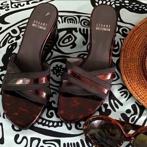 🤎Stuart Weitzman Tortoise Shell Wedge Sandals